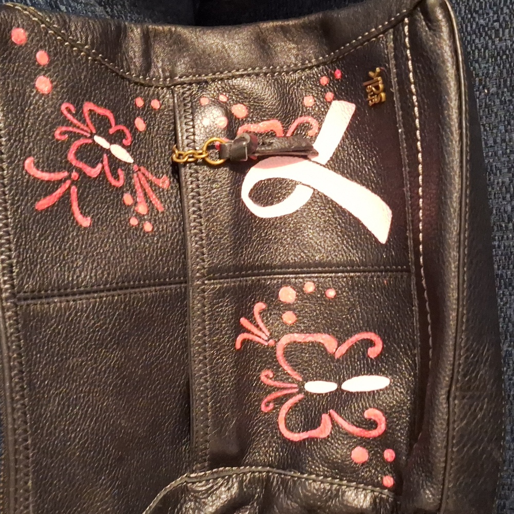 Hand Paint Breast Cancer Awarwneas Shoulder Bag - Picture 7 of 10